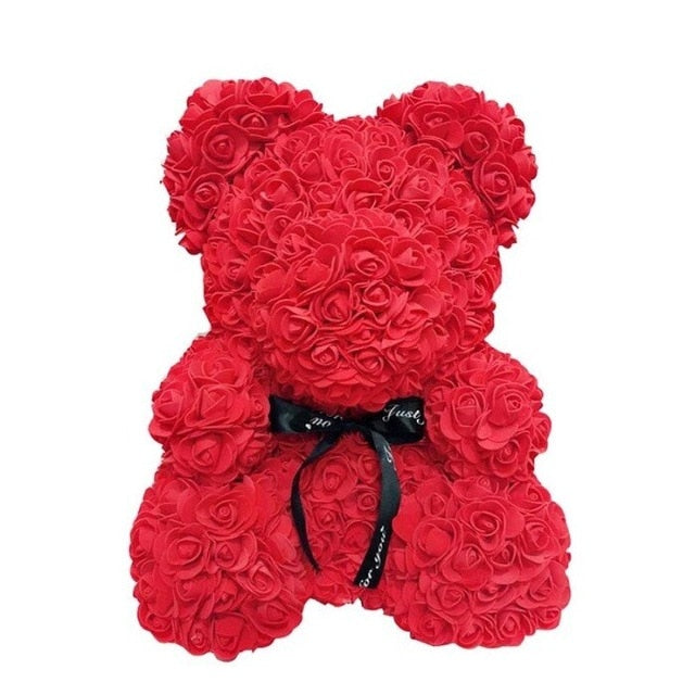 40cm Rose Teddy Bear Flower - Eternal Handmade Rose Bear