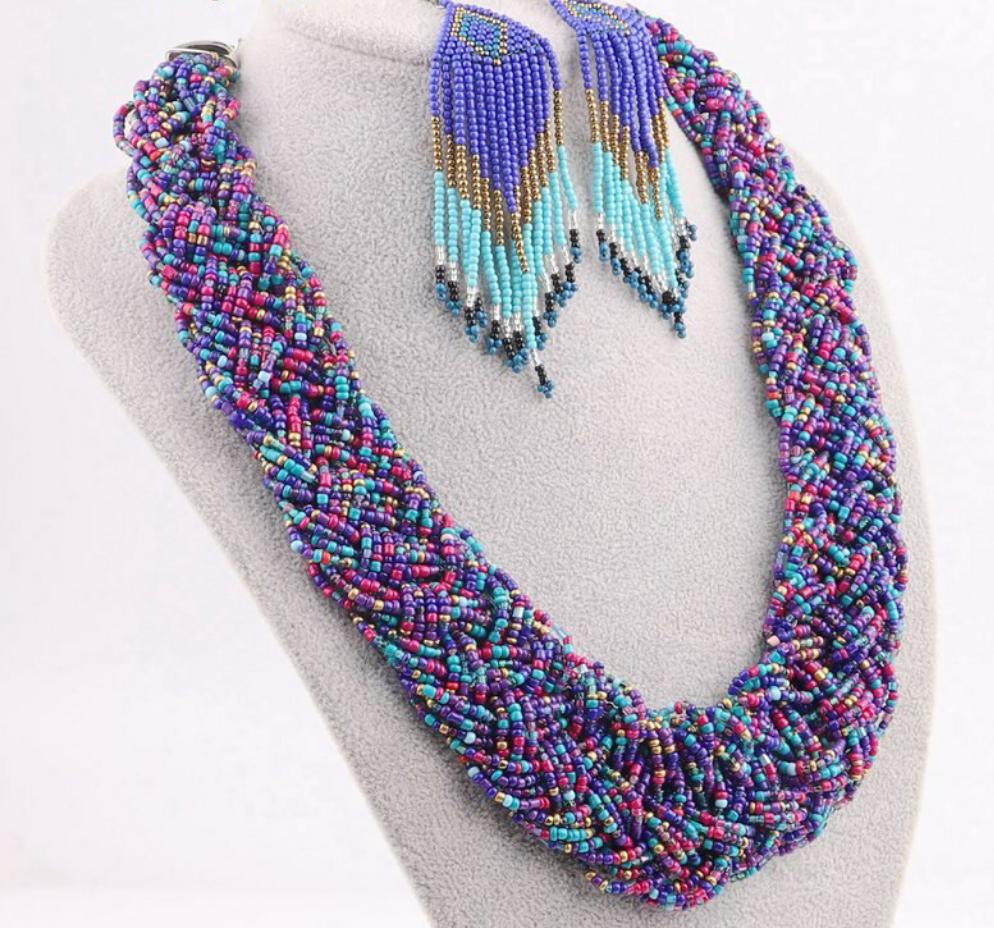 Bohemia Beaded Handmade Choker Necklace Set