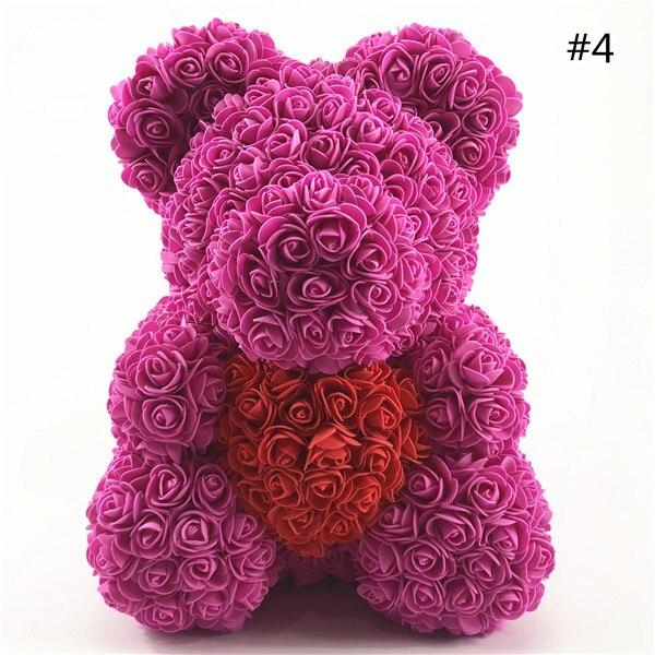 40cm Rose Teddy Bear Flower - Eternal Handmade Rose Bear