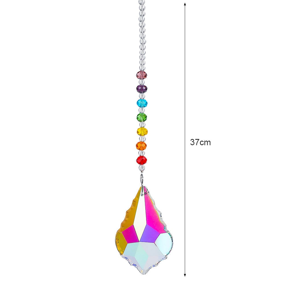 Hanging Crystal Windchimes - Handmade Life Tree Pendant Craft Chain for Window, Car, and Garden Decor