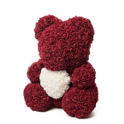 40cm Rose Teddy Bear Flower - Eternal Handmade Rose Bear