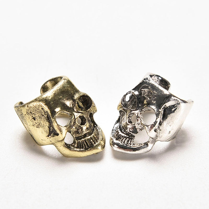 Enchanting Pair: Vintage Antique Skull Charm Ear Cuff Earrings – Embrace the Punk Vibe!