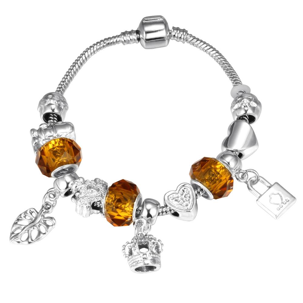 Elegant Heart Charms Bracelet: Exquisite Crystal Beads Bracelet & Bangles, Perfect for Women's Fashion Jewelry Collection