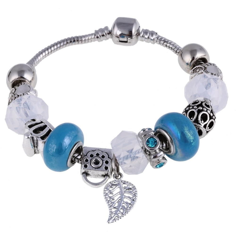 Elegant Heart Charms Bracelet: Exquisite Crystal Beads Bracelet & Bangles, Perfect for Women's Fashion Jewelry Collection