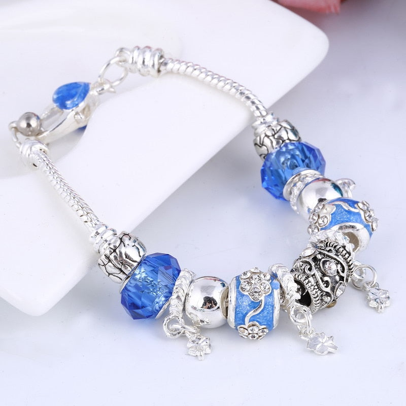 Elegant Heart Charms Bracelet: Exquisite Crystal Beads Bracelet & Bangles, Perfect for Women's Fashion Jewelry Collection