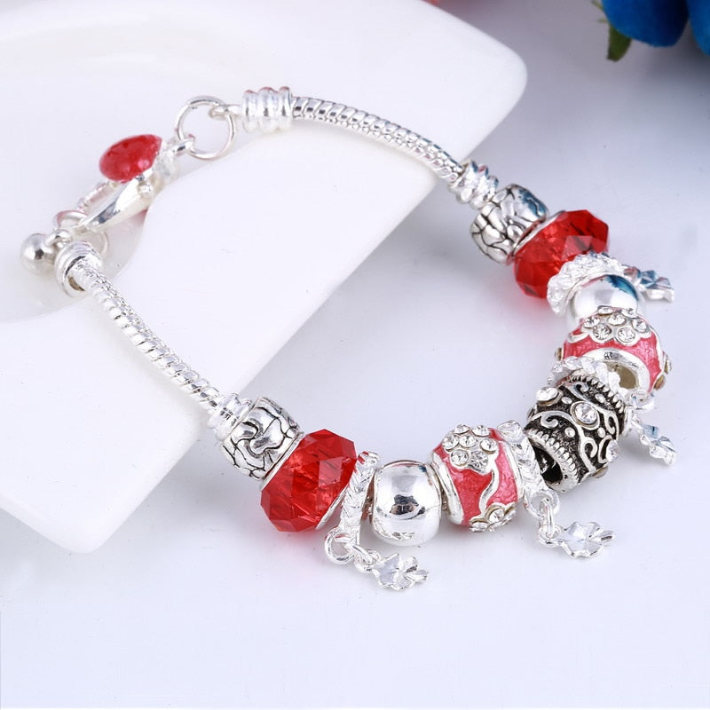 Elegant Heart Charms Bracelet: Exquisite Crystal Beads Bracelet & Bangles, Perfect for Women's Fashion Jewelry Collection