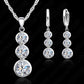 New Fashion 925 Sterling Silver Super Clear Crystal Cubic Zirconia Gourd Design Necklace Pendant Earrings Sets For Women