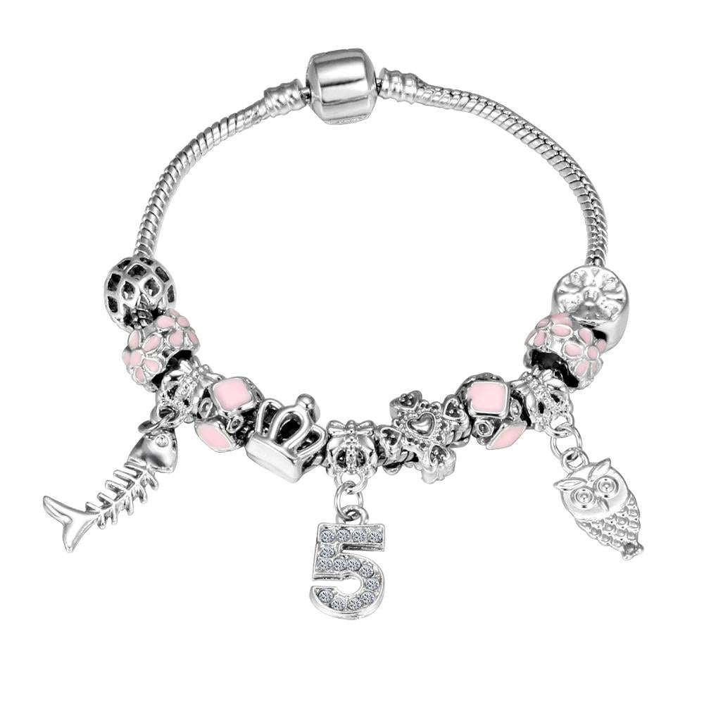 Elegant Heart Charms Bracelet: Exquisite Crystal Beads Bracelet & Bangles, Perfect for Women's Fashion Jewelry Collection