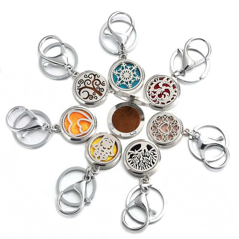 Perfume Keychain Stainless Steel Essential Oil Perfume Aromatherapy Key Chain