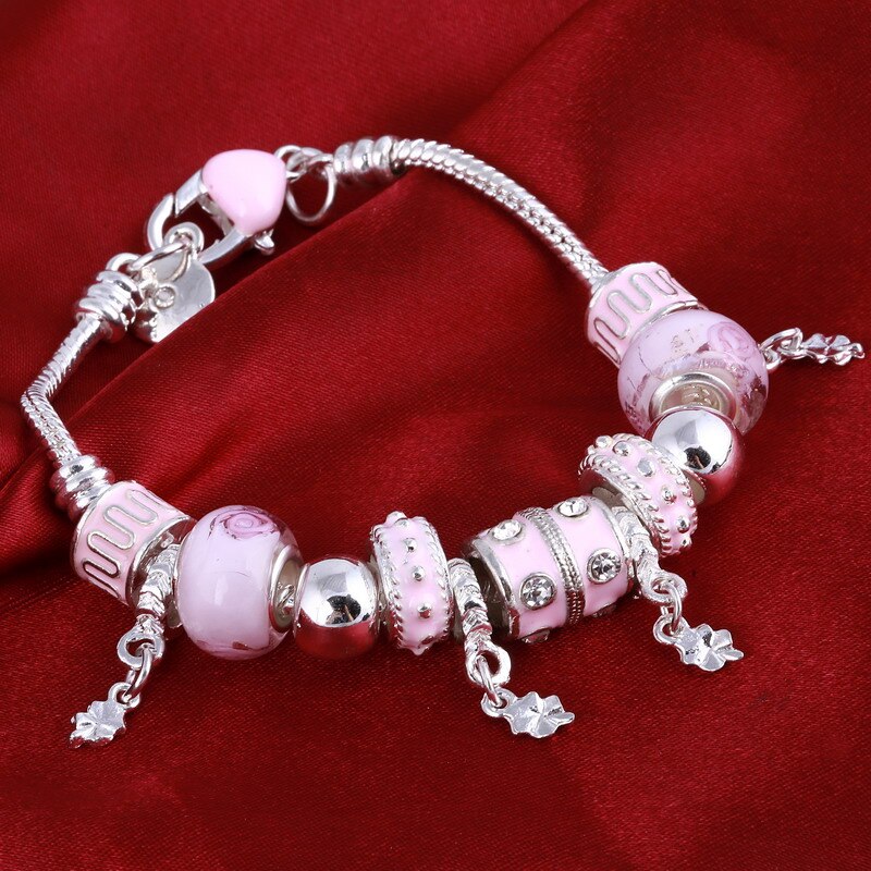 Elegant Heart Charms Bracelet: Exquisite Crystal Beads Bracelet & Bangles, Perfect for Women's Fashion Jewelry Collection