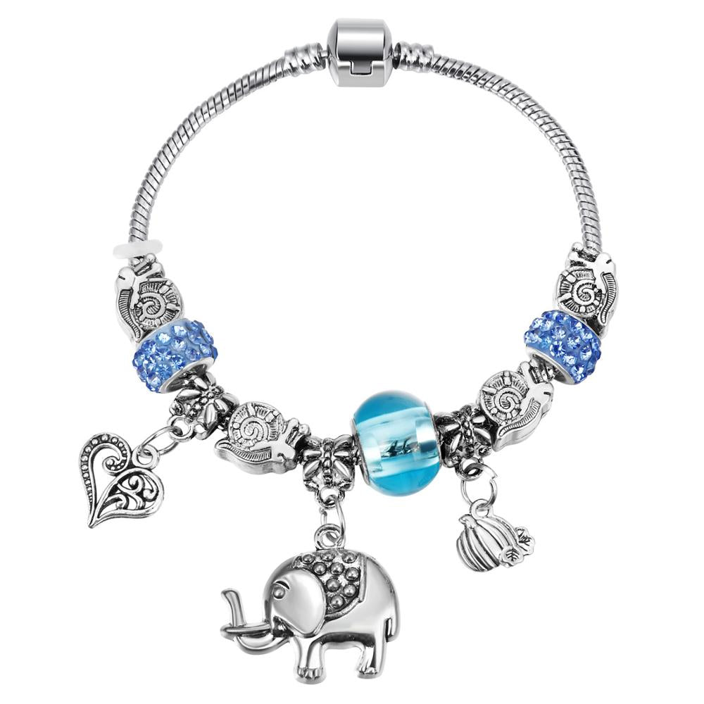 Elegant Heart Charms Bracelet: Exquisite Crystal Beads Bracelet & Bangles, Perfect for Women's Fashion Jewelry Collection