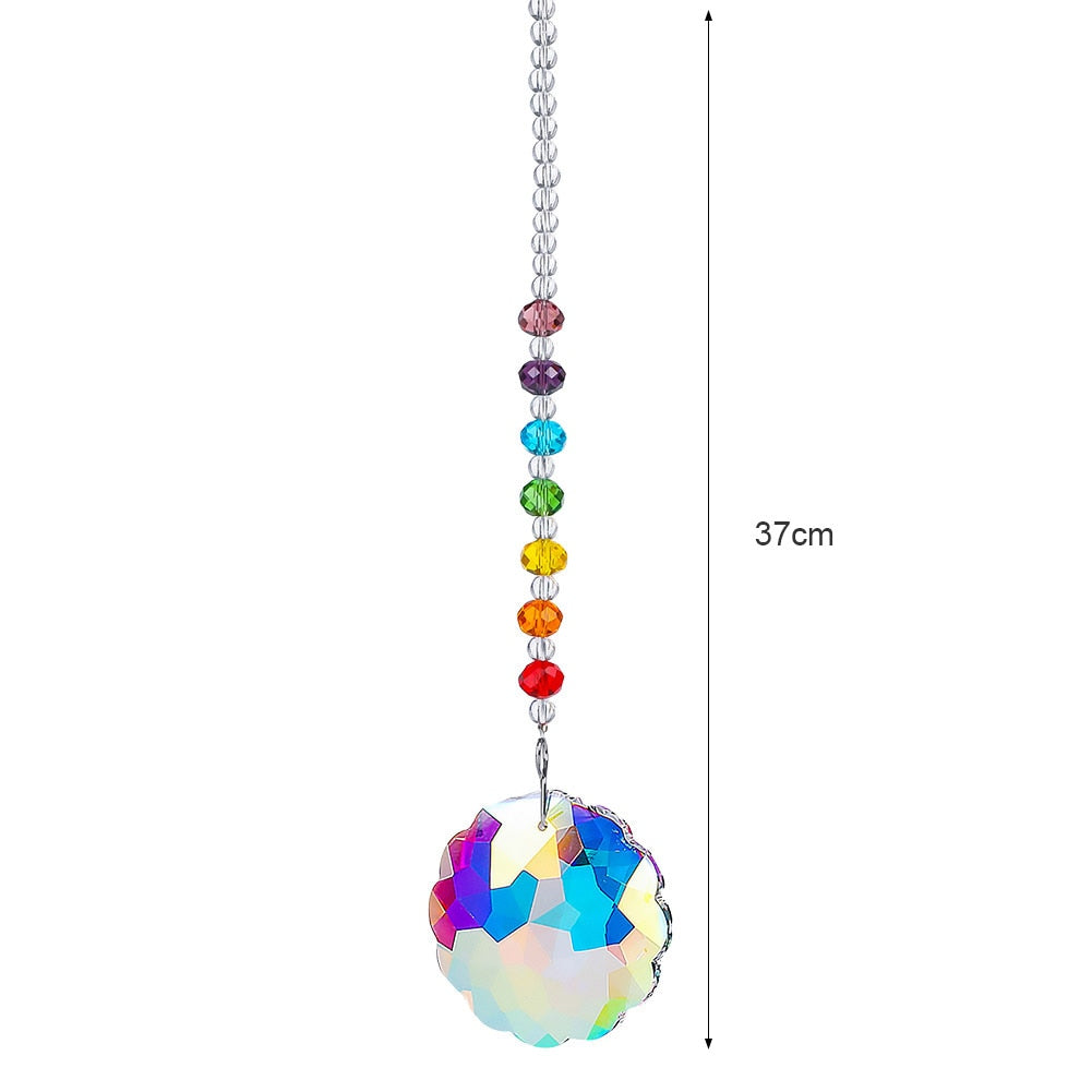 Hanging Crystal Windchimes - Handmade Life Tree Pendant Craft Chain for Window, Car, and Garden Decor