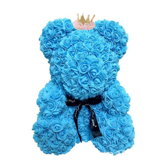 40cm Rose Teddy Bear Flower - Eternal Handmade Rose Bear