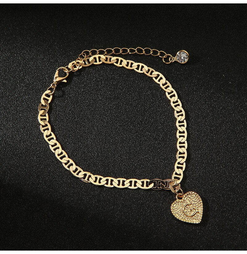 Customizable 14k Gold Plated English Letter Anklets for Women