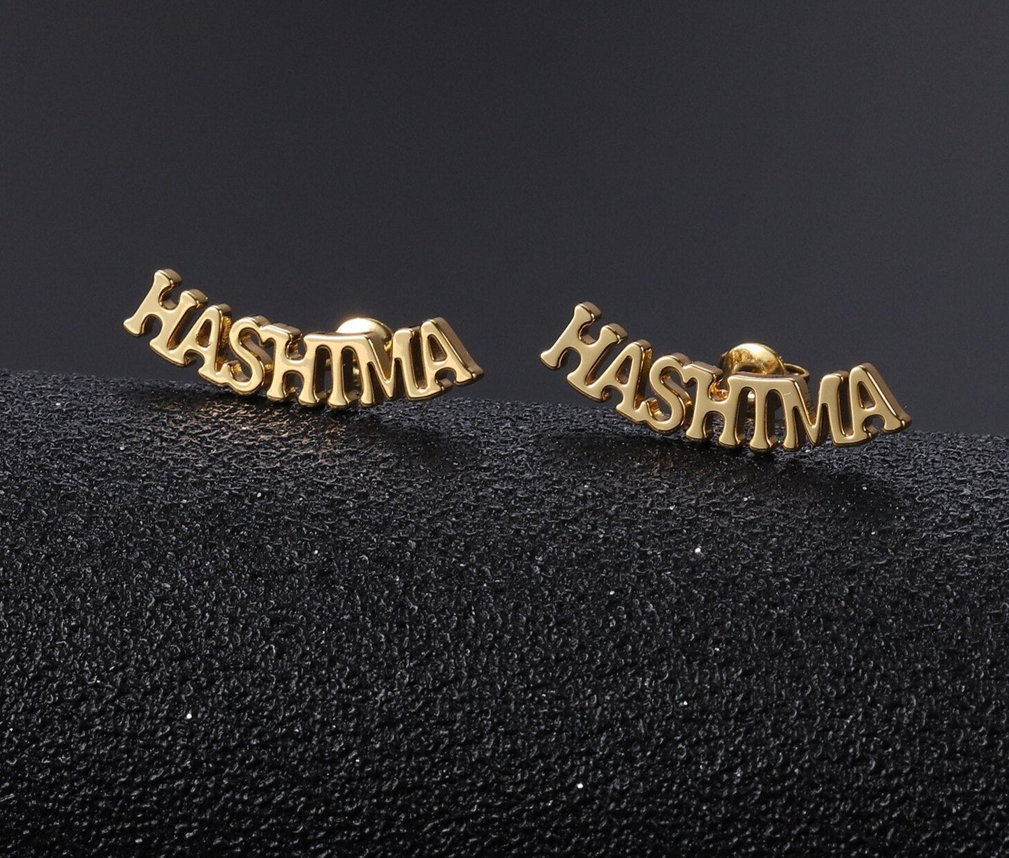 Handcrafted Personalized Name Earrings, Customized Cursive Initial Nameplate Studs - A Meaningful Gift for Best Friends and Beloved Girls