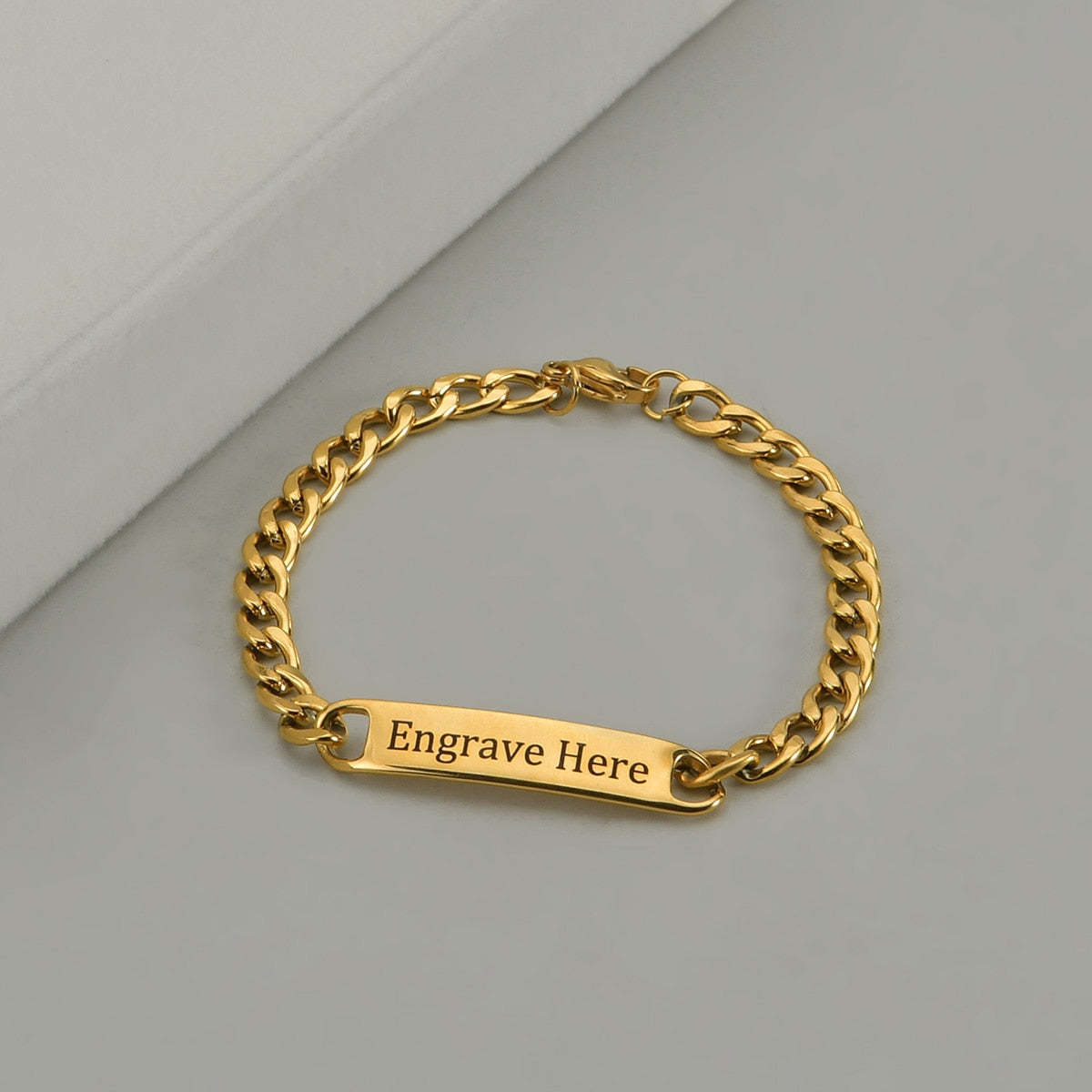 Custom Engraved Punk Name Bracelets: Gold Color Stainless Steel Thick Hand Chain for Personalized Couple's Jewelry Gift - Men's and Women's Fashion Accessory