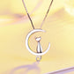 Silver Necklace For Women Moon Kitten Cat Necklaces &amp; Pendants Link Chain Kolye S-n187