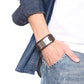 Customized Stainless Steel ID Bar Men's Bracelet: Personalized Genuine Leather Wristband for Stylish Gentlemen