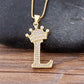 Regal Zircon Crown Initial Necklace: Exquisite Copper Alphabet Pendant Chain Necklace, a Hip-Hop Style Fashion Statement for Women and Men