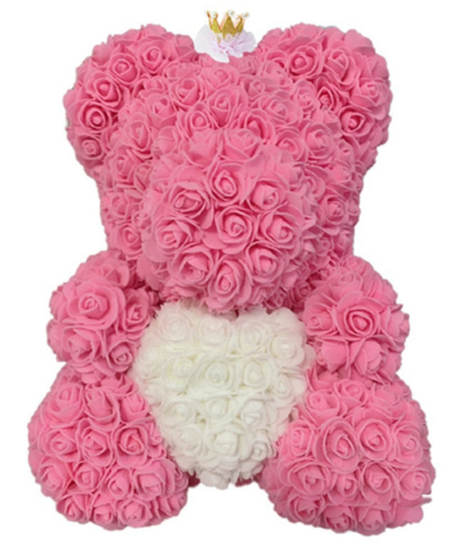 40cm Rose Teddy Bear Flower - Eternal Handmade Rose Bear