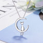 Silver Necklace For Women Moon Kitten Cat Necklaces &amp; Pendants Link Chain Kolye S-n187