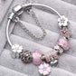 Enchanting Elegance: Radiant Crystal Bracelet in Pink Love with Copper Silver Plating