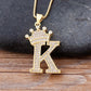 Regal Zircon Crown Initial Necklace: Exquisite Copper Alphabet Pendant Chain Necklace, a Hip-Hop Style Fashion Statement for Women and Men