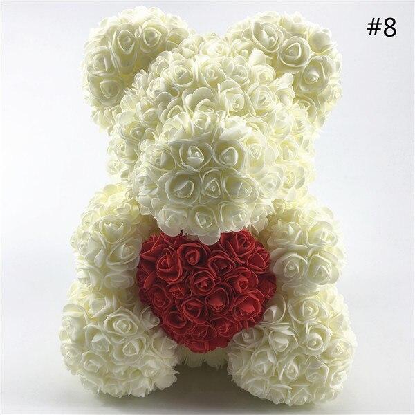 40cm Rose Teddy Bear Flower - Eternal Handmade Rose Bear