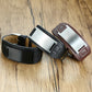 Customized Stainless Steel ID Bar Men's Bracelet: Personalized Genuine Leather Wristband for Stylish Gentlemen