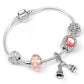 Enchanting Elegance: Radiant Crystal Bracelet in Pink Love with Copper Silver Plating