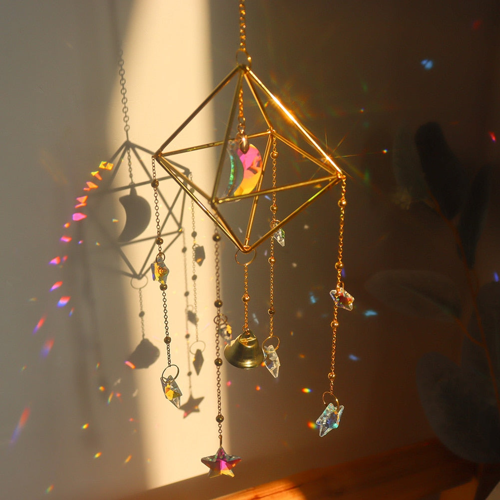 Crystal Moon Sun Catcher Windchimes - Radiant Prism Rainbow Makers for Home and Garden Decor