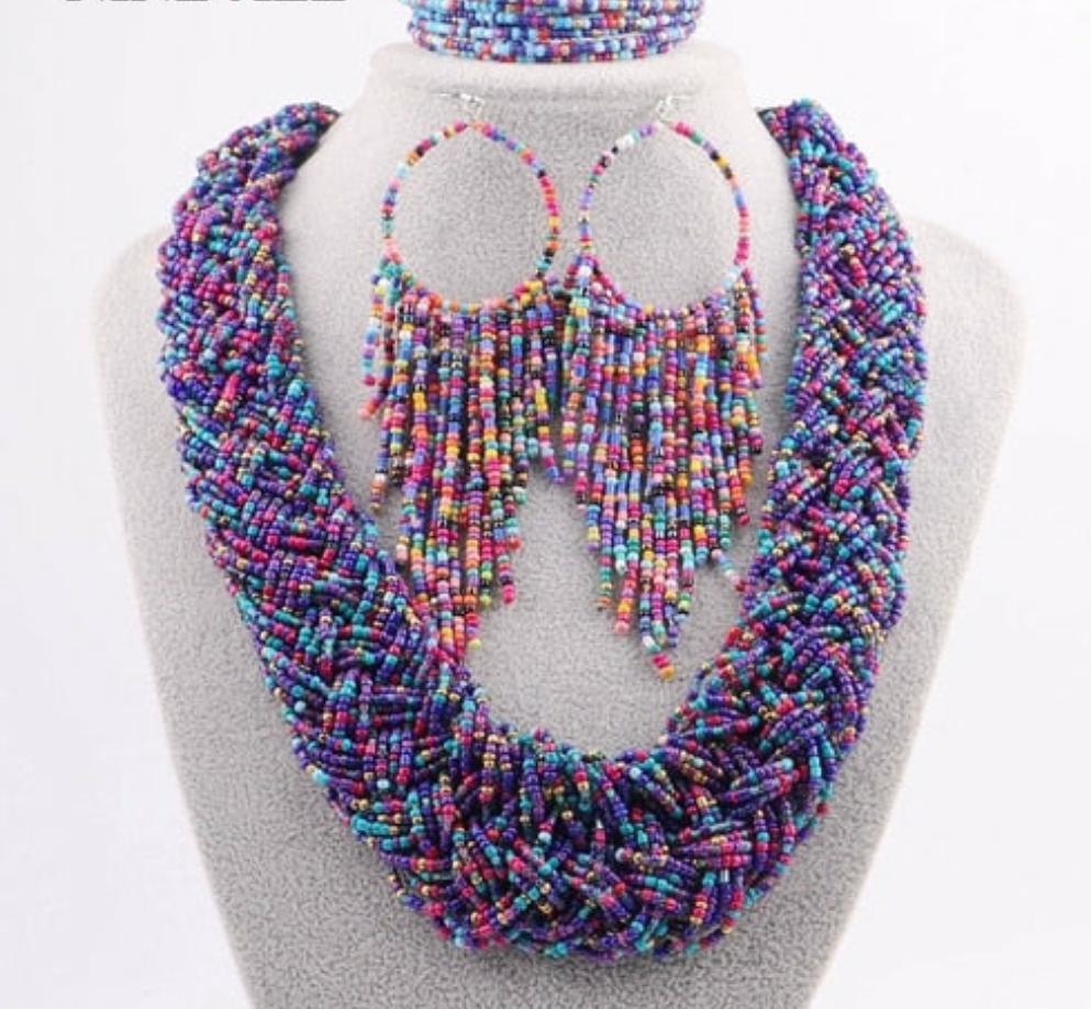 Bohemia Beaded Handmade Choker Necklace Set