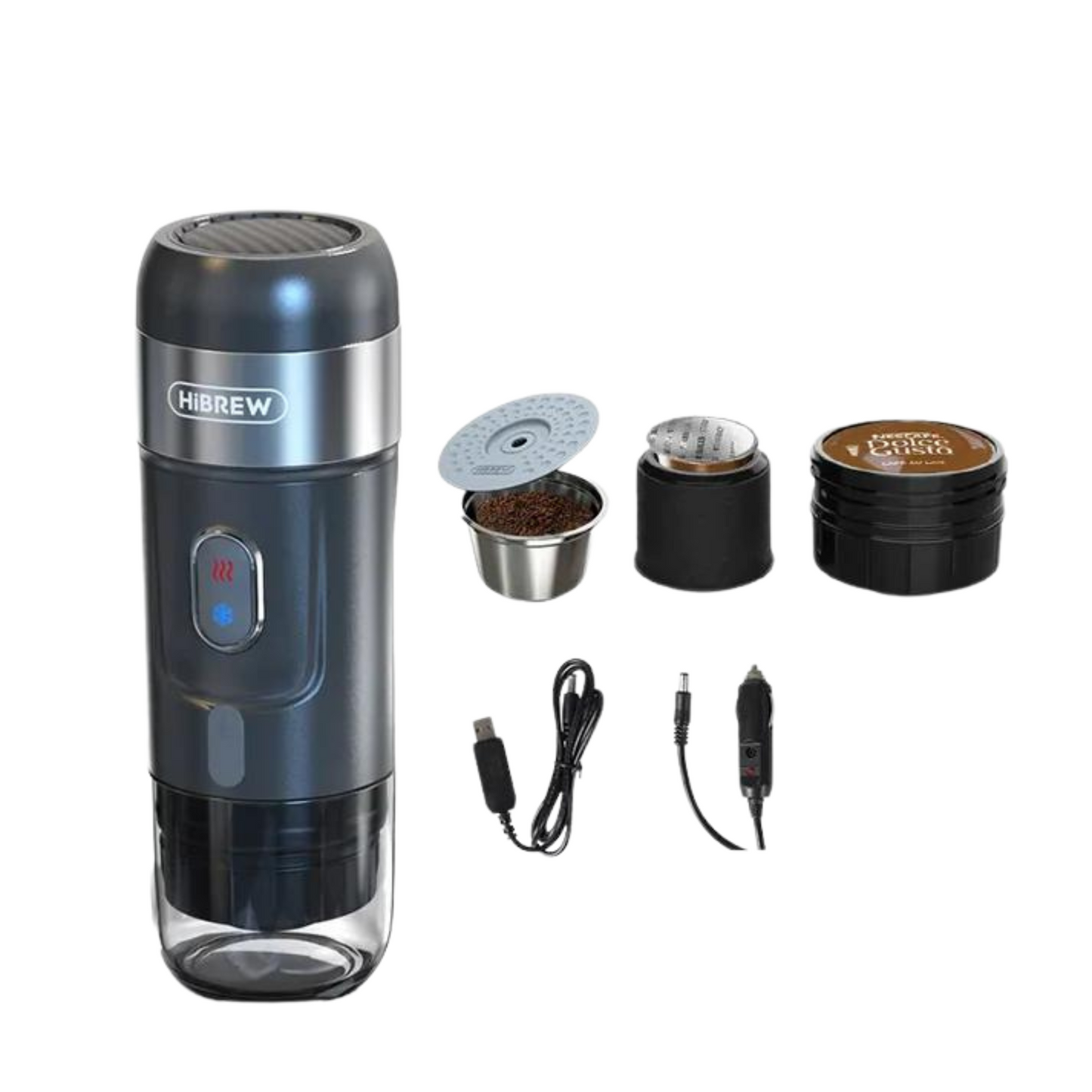 Portable Coffee Machine for Car and Home - DC12V Espresso Coffee Maker Compatible with Nespresso Dolce Pod Capsules and Coffee Powder