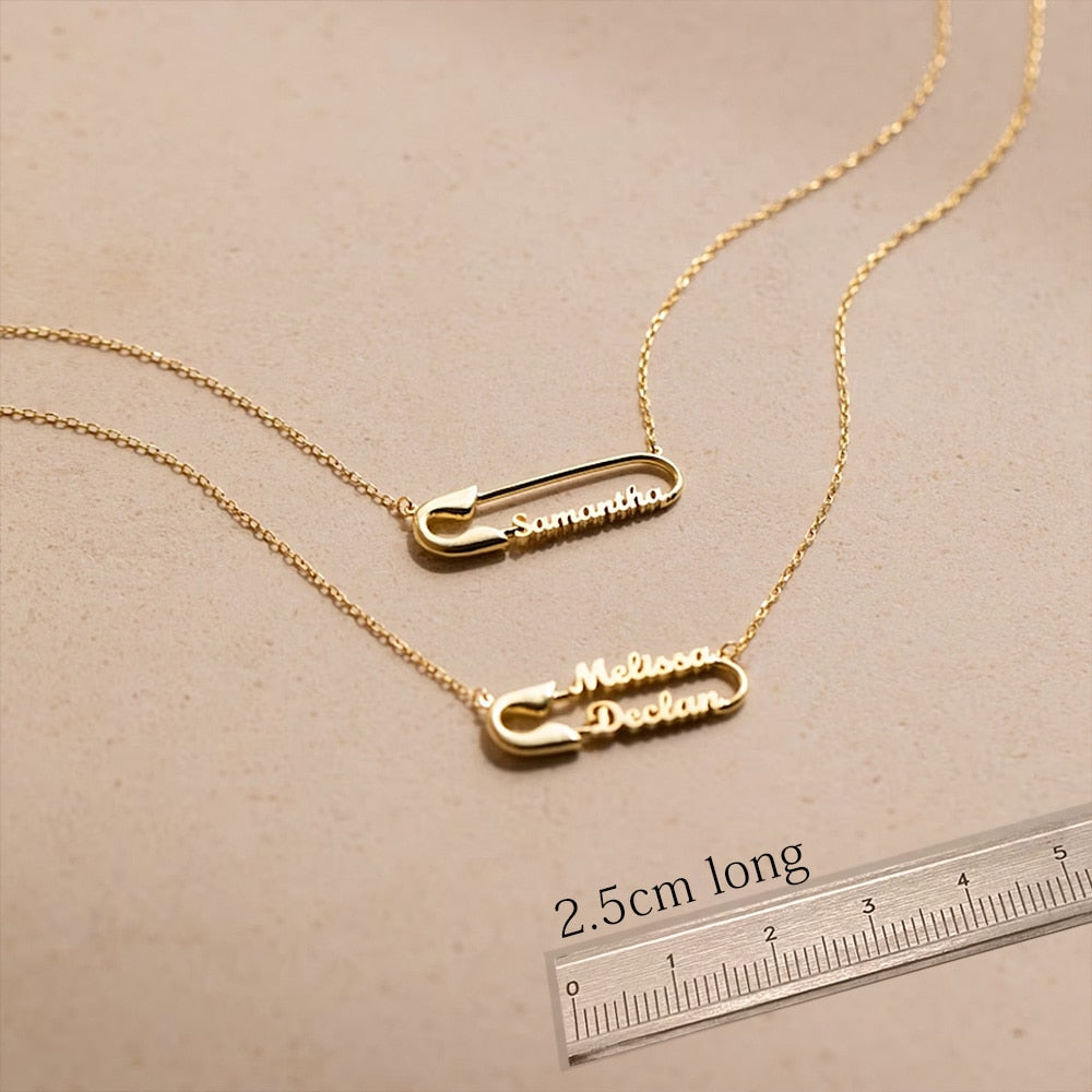 Personalized Double Name Paper Clip Pendant Necklace: Custom Gold Chains Stainless Steel Jewelry Gift for Women