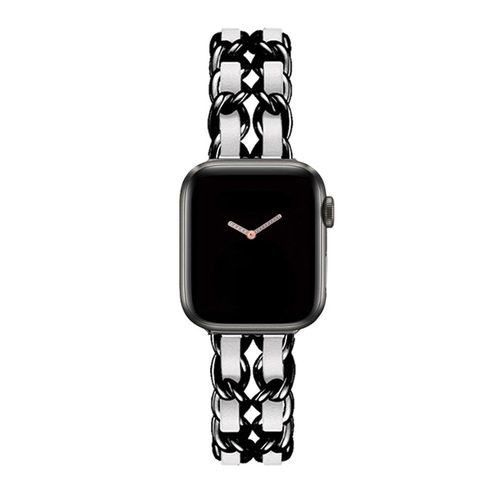 Apple Watch Luxury Metal Leather Strap Band 38-49mm