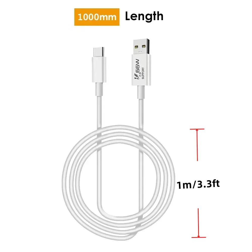 USB-A to Type-C 66W 3A Fast Charging Long Cable for Android, iPad, External SSD, and Other USB-to-Type-C Devices