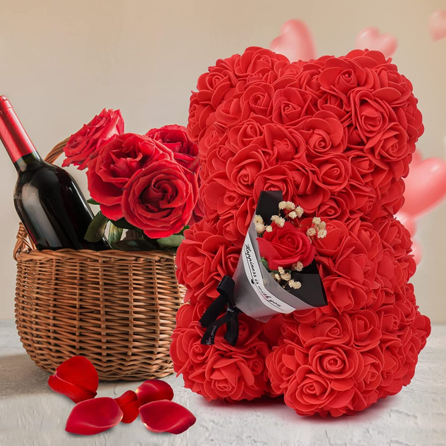 25cm Rose Bear in Gift Box