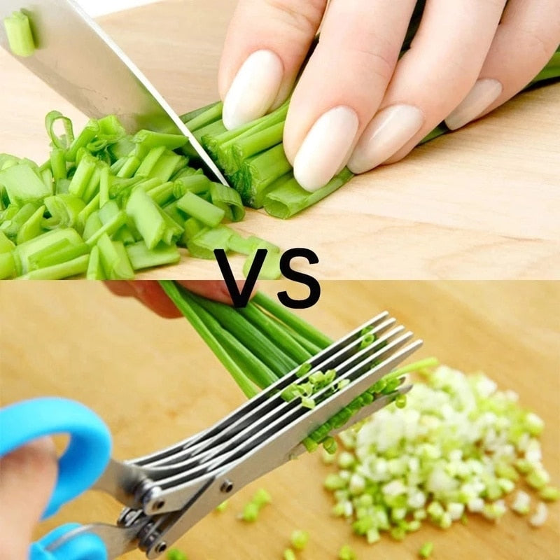 Multi-Layered Stainless Steel Kitchen Scissors: Versatile Vegetable Cutter and Herb Chopper for Scallions, Laver, Spices, and More Accessories