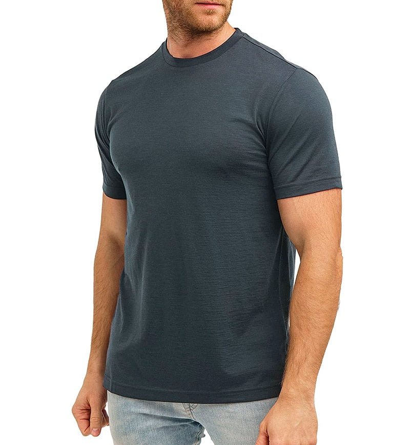 Ultra-Soft Merino Wool T-Shirt for Men: 100% Merino Wool Base Layer Shirt, 180G Breathable, Wicking, Anti-Odor, Fast Dry - USA Sizing