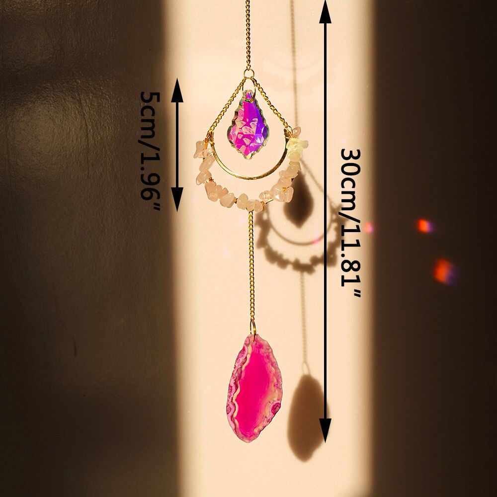 Natural Crystal Suncatcher Hanging Ornament - Radiate Love and Serenity