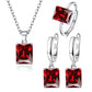 Elegant 925 Sterling Silver Rectangle Geometry Zircon Jewelry Set for Women - Ring, Earrings, and Necklace