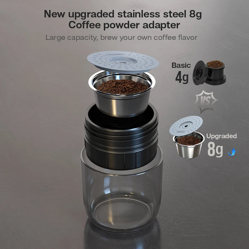 Portable Coffee Machine for Car and Home - DC12V Espresso Coffee Maker Compatible with Nespresso Dolce Pod Capsules and Coffee Powder