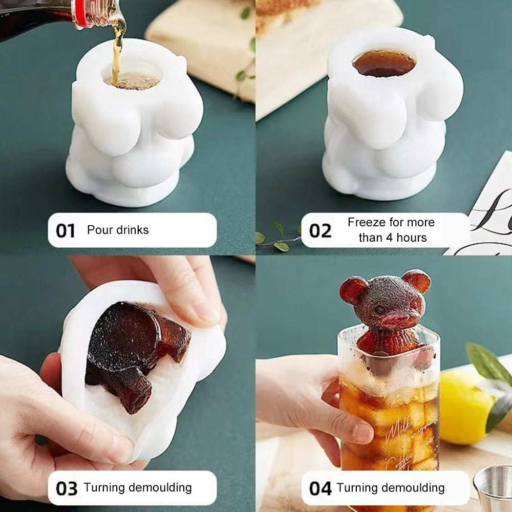 Little Teddy Bear 3D Shape Ice Cube Maker and Chocolate Mould Tray