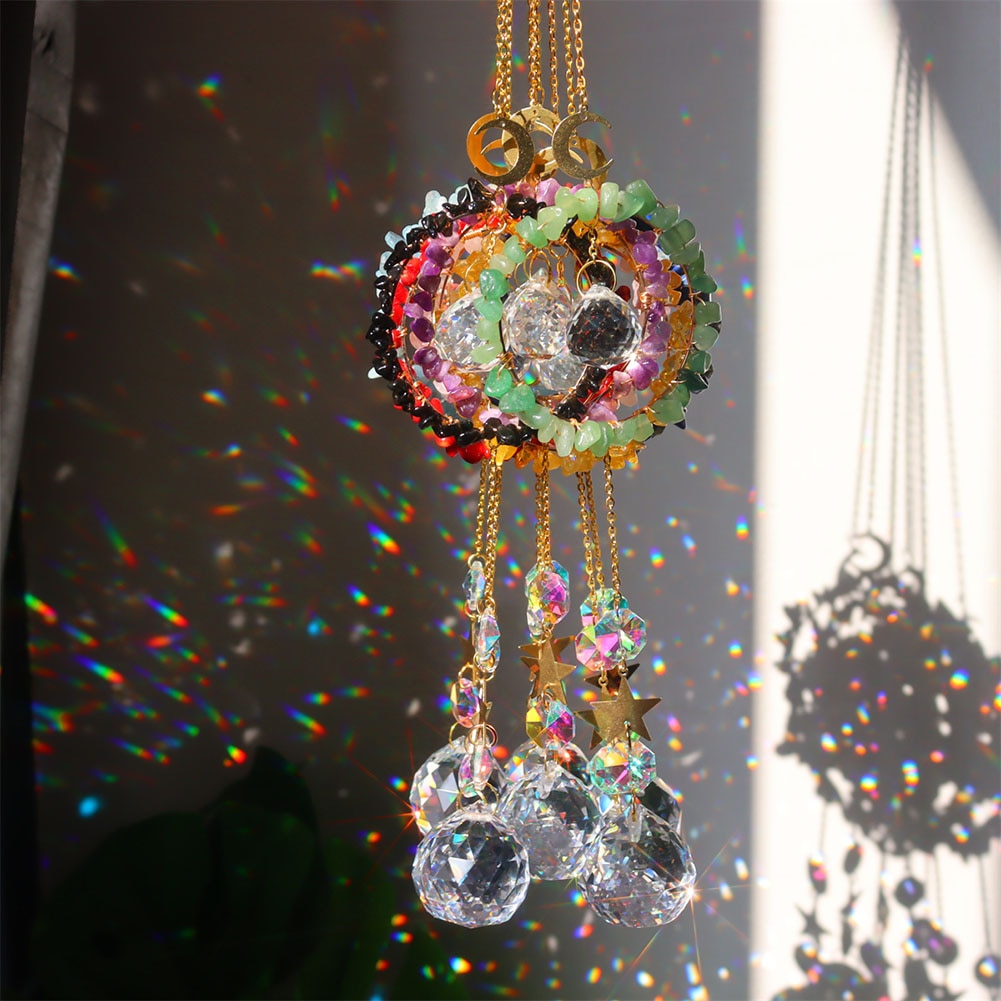 Rainbow Crystal Angel Chakra Sun Catcher - Embrace Harmony and Spiritual Serenity