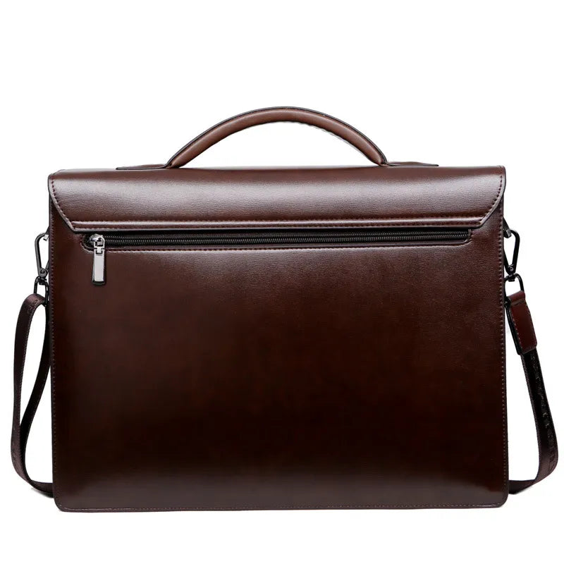 Stylish PU Leather Laptop Business Bag with Password Lock Professional Men's Diagonal Briefcase