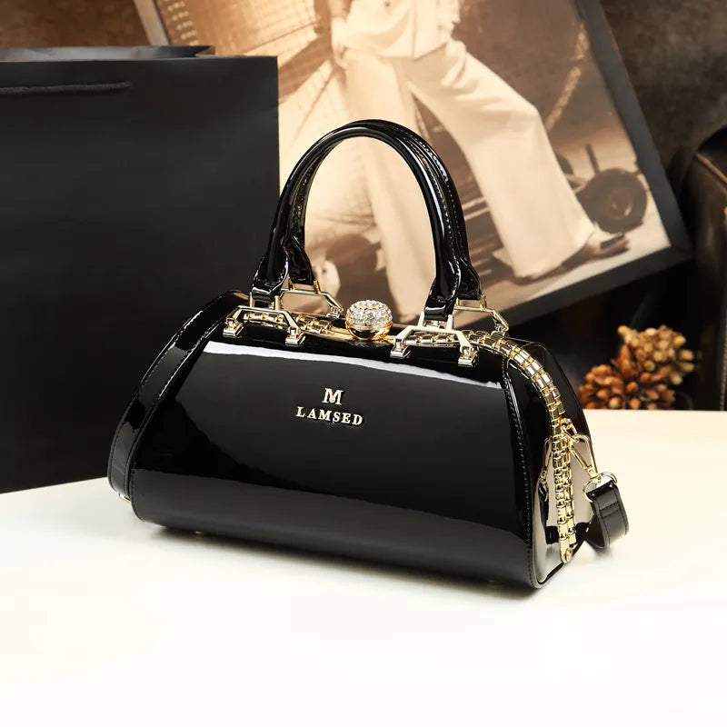 Elegant Glossy Patent Leather Women's Handbag