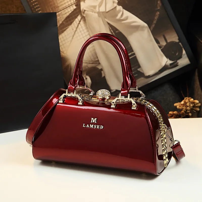 Elegant Glossy Patent Leather Women's Handbag