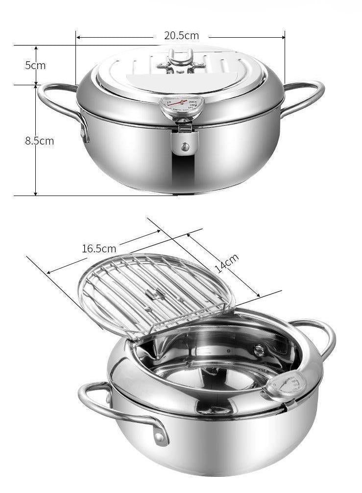 Oil Fryer Premium Stainless Steel with Temperature control and Top Lid