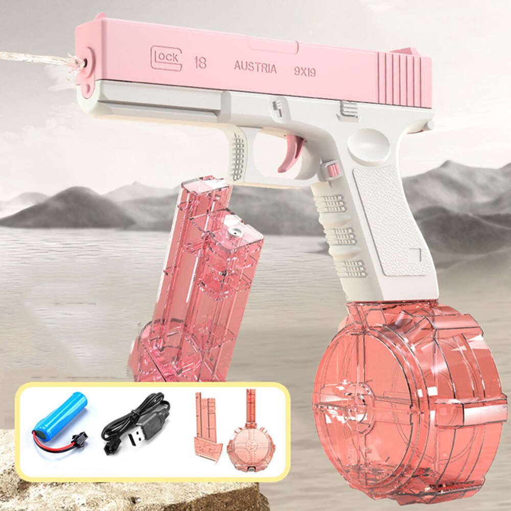 Electric Water Storage Gun Pistol Shooting Toy - Portable Summer Beach Outdoor Fun