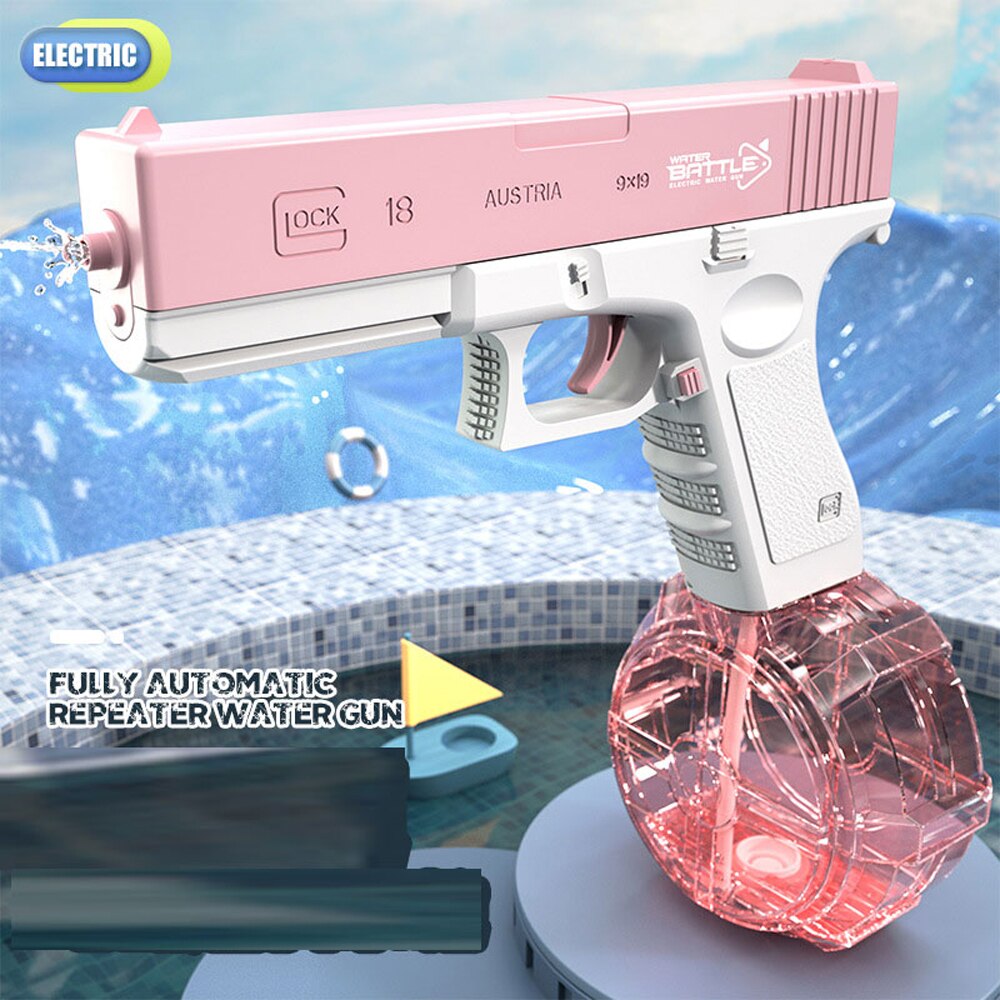 Electric Water Storage Gun Pistol Shooting Toy - Portable Summer Beach Outdoor Fun